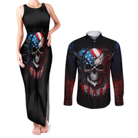 Vintage Skull Couples Matching Tank Maxi Dress and Long Sleeve Button Shirts American Skull Vintage - Wonder Print Shop