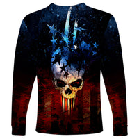Vintage Skull Long Sleeve Shirt American Skull Vintage - Wonder Print Shop