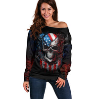 Vintage Skull Off Shoulder Sweater American Skull Vintage - Wonder Print Shop