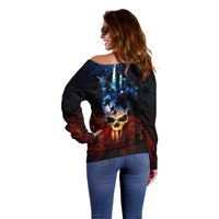 Vintage Skull Off Shoulder Sweater American Skull Vintage - Wonder Print Shop