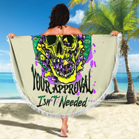 Flower Skull Beach Blanket Iam Who Iam Your Approval Isn't Need - Wonder Print Shop