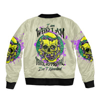 Flower Skull Bomber Jacket Iam Who Iam Your Approval Isn't Need - Wonder Print Shop