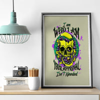 Flower Skull Canvas Wall Art Iam Who Iam Your Approval Isn't Need - Wonder Print Shop