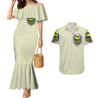 Flower Skull Couples Matching Mermaid Dress and Hawaiian Shirt Iam Who Iam Your Approval Isn't Need - Wonder Print Shop