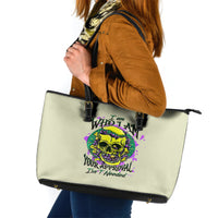 Flower Skull Leather Tote Bag Iam Who Iam Your Approval Isn't Need - Wonder Print Shop