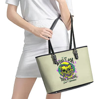 Flower Skull Leather Tote Bag Iam Who Iam Your Approval Isn't Need - Wonder Print Shop