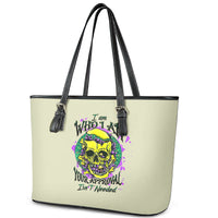 Flower Skull Leather Tote Bag Iam Who Iam Your Approval Isn't Need - Wonder Print Shop