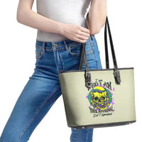 Flower Skull Leather Tote Bag Iam Who Iam Your Approval Isn't Need - Wonder Print Shop