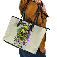 Flower Skull Leather Tote Bag Iam Who Iam Your Approval Isn't Need - Wonder Print Shop