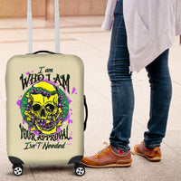 Flower Skull Luggage Cover Iam Who Iam Your Approval Isn't Need - Wonder Print Shop