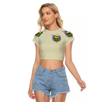 Flower Skull Raglan Cropped T Shirt Iam Who Iam Your Approval Isn't Need - Wonder Print Shop