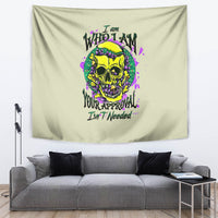 Flower Skull Tapestry Iam Who Iam Your Approval Isn't Need - Wonder Print Shop