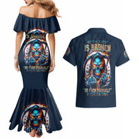 Reaper Skull Couples Matching Mermaid Dress and Hawaiian Shirt My Give A Fuck Is Broken But My Go Fuck Yourself Is Fully Functional - Wonder Print Shop