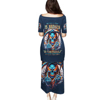 Reaper Skull Family Matching Puletasi and Hawaiian Shirt My Give A Fuck Is Broken But My Go Fuck Yourself Is Fully Functional - Wonder Print Shop