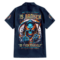 Reaper Skull Family Matching Short Sleeve Bodycon Dress and Hawaiian Shirt My Give A Fuck Is Broken But My Go Fuck Yourself Is Fully Functional - Wonder Print Shop