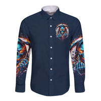 Reaper Skull Long Sleeve Button Shirt My Give A Fuck Is Broken But My Go Fuck Yourself Is Fully Functional - Wonder Print Shop