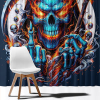 Reaper Skull Window Curtain My Give A Fuck Is Broken But My Go Fuck Yourself Is Fully Functional - Wonder Print Shop