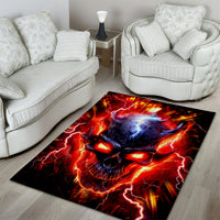 Flame Skull Area Rug I'm Never Alone My Demons Are With Me 24/7 - Wonder Print Shop