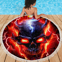 Flame Skull Beach Blanket I'm Never Alone My Demons Are With Me 24/7 - Wonder Print Shop