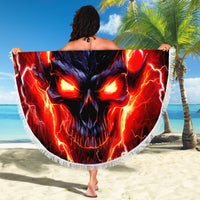 Flame Skull Beach Blanket I'm Never Alone My Demons Are With Me 24/7 - Wonder Print Shop