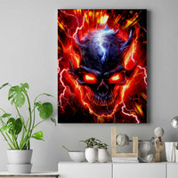 Flame Skull Canvas Wall Art I'm Never Alone My Demons Are With Me 24/7 - Wonder Print Shop