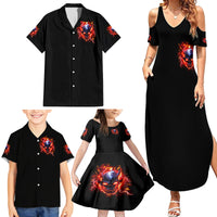 Flame Skull Family Matching Summer Maxi Dress and Hawaiian Shirt I'm Never Alone My Demons Are With Me 24/7 - Wonder Print Shop