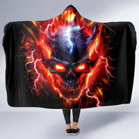 Flame Skull Hooded Blanket I'm Never Alone My Demons Are With Me 24/7