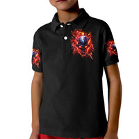 Flame Skull Kid Polo Shirt I'm Never Alone My Demons Are With Me 24/7 - Wonder Print Shop