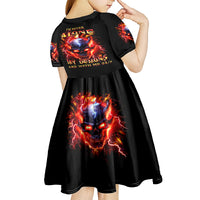 Flame Skull Kid Short Sleeve Dress I'm Never Alone My Demons Are With Me 24/7 - Wonder Print Shop