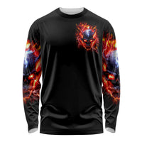 Flame Skull Long Sleeve Shirt I'm Never Alone My Demons Are With Me 24/7 - Wonder Print Shop