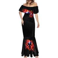 Flame Skull Mermaid Dress I'm Never Alone My Demons Are With Me 24/7 - Wonder Print Shop