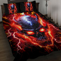 Flame Skull Quilt Bed Set I'm Never Alone My Demons Are With Me 24/7 - Wonder Print Shop