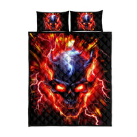 Flame Skull Quilt Bed Set I'm Never Alone My Demons Are With Me 24/7 - Wonder Print Shop
