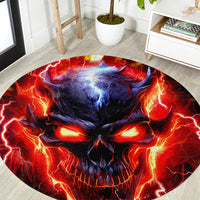 Flame Skull Round Carpet I'm Never Alone My Demons Are With Me 24/7