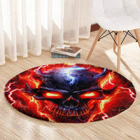 Flame Skull Round Carpet I'm Never Alone My Demons Are With Me 24/7
