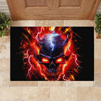 Flame Skull Rubber Doormat I'm Never Alone My Demons Are With Me 24/7 - Wonder Print Shop