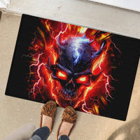 Flame Skull Rubber Doormat I'm Never Alone My Demons Are With Me 24/7 - Wonder Print Shop