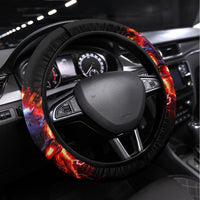 Flame Skull Steering Wheel Cover I'm Never Alone My Demons Are With Me 24/7 - Wonder Print Shop