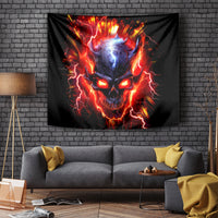 Flame Skull Tapestry I'm Never Alone My Demons Are With Me 24/7 - Wonder Print Shop