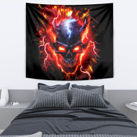 Flame Skull Tapestry I'm Never Alone My Demons Are With Me 24/7 - Wonder Print Shop