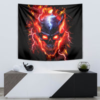 Flame Skull Tapestry I'm Never Alone My Demons Are With Me 24/7 - Wonder Print Shop