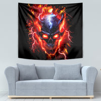 Flame Skull Tapestry I'm Never Alone My Demons Are With Me 24/7 - Wonder Print Shop