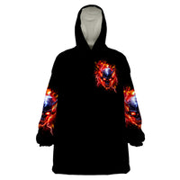 Flame Skull Wearable Blanket Hoodie I'm Never Alone My Demons Are With Me 24/7 - Wonder Print Shop