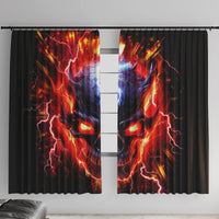 Flame Skull Window Curtain I'm Never Alone My Demons Are With Me 24/7 - Wonder Print Shop