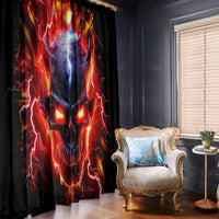 Flame Skull Window Curtain I'm Never Alone My Demons Are With Me 24/7 - Wonder Print Shop