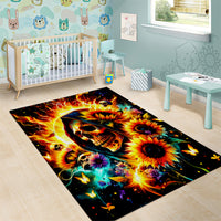 Sunflower Skull Area Rug She Is Sunshine Mixed With A Little Hurricane - Wonder Print Shop