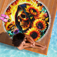 Sunflower Skull Beach Blanket She Is Sunshine Mixed With A Little Hurricane - Wonder Print Shop
