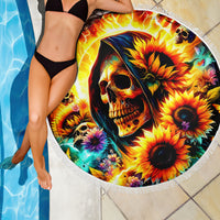 Sunflower Skull Beach Blanket She Is Sunshine Mixed With A Little Hurricane - Wonder Print Shop