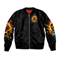 Sunflower Skull Bomber Jacket She Is Sunshine Mixed With A Little Hurricane - Wonder Print Shop