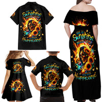 Sunflower Skull Family Matching Off Shoulder Maxi Dress and Hawaiian Shirt She Is Sunshine Mixed With A Little Hurricane - Wonder Print Shop